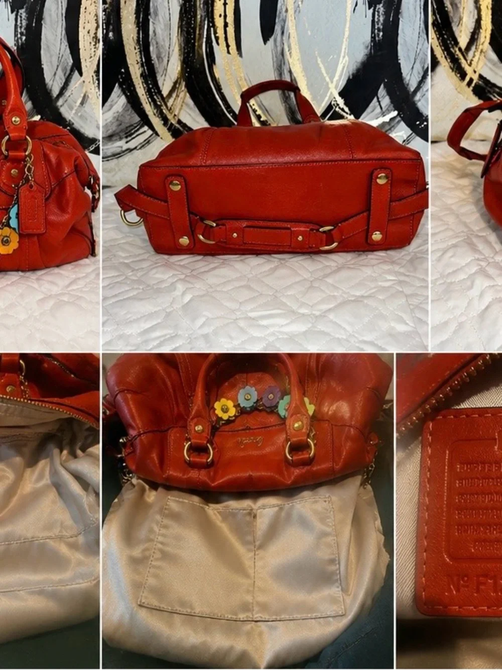 Retired Coach Ashley Pebbled Leather Satchel F19241 Persimmon Burnt Orange